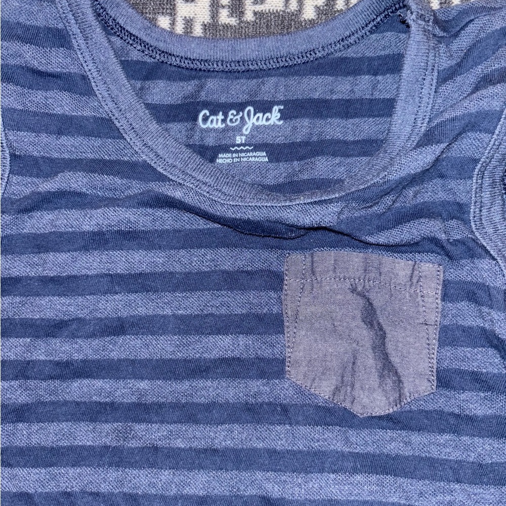 Cat & Jack Navy Striped Tee with Pocket